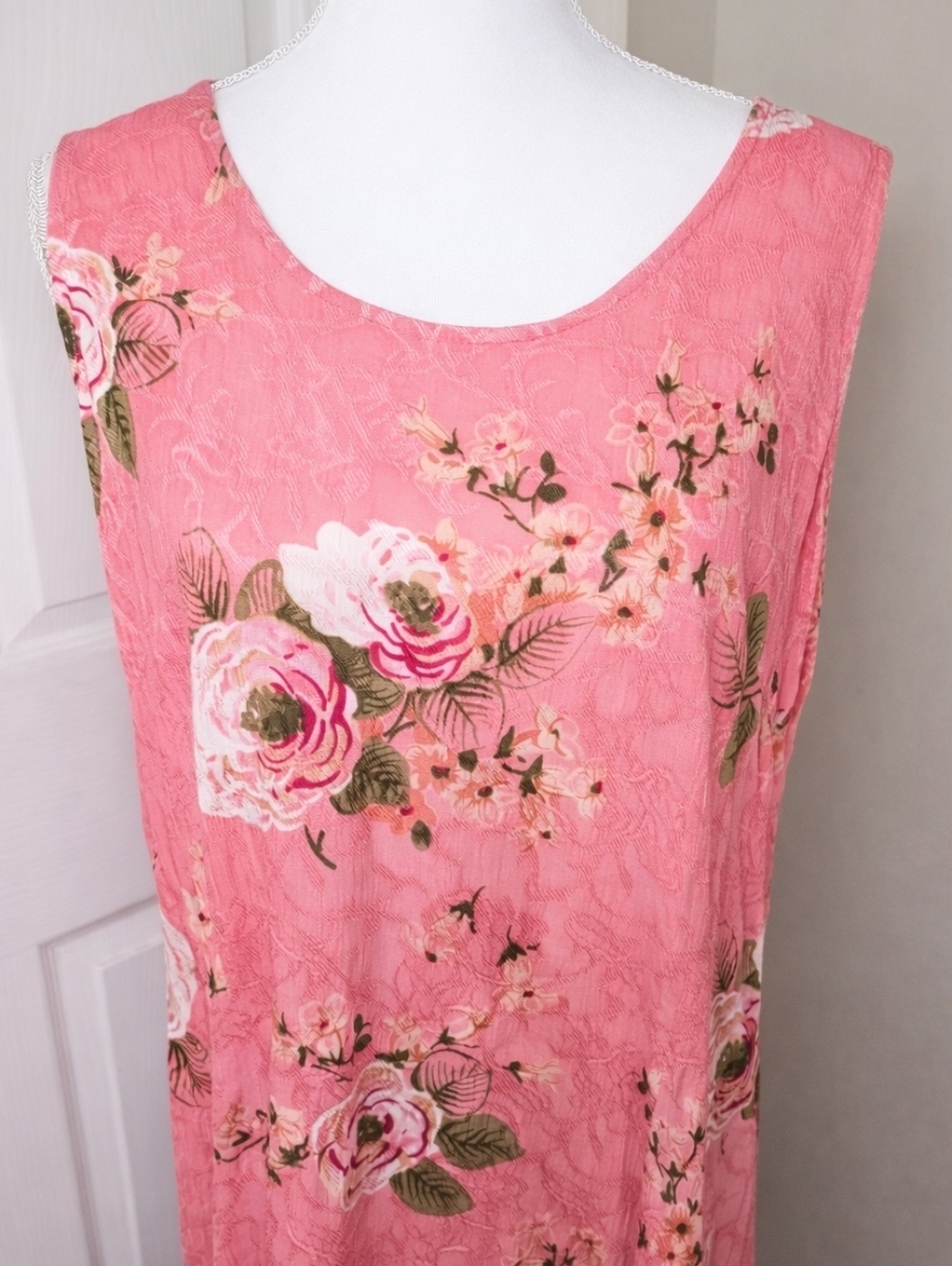 Vintage 90s Y2K K Studio Pink Rose Floral Maxi Dress Sleeveless Boho Romantic - Picture 2 of 9